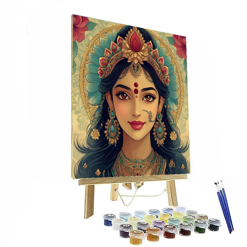Parvati Lotus Crown Portrait In Jewel Tones paint by color