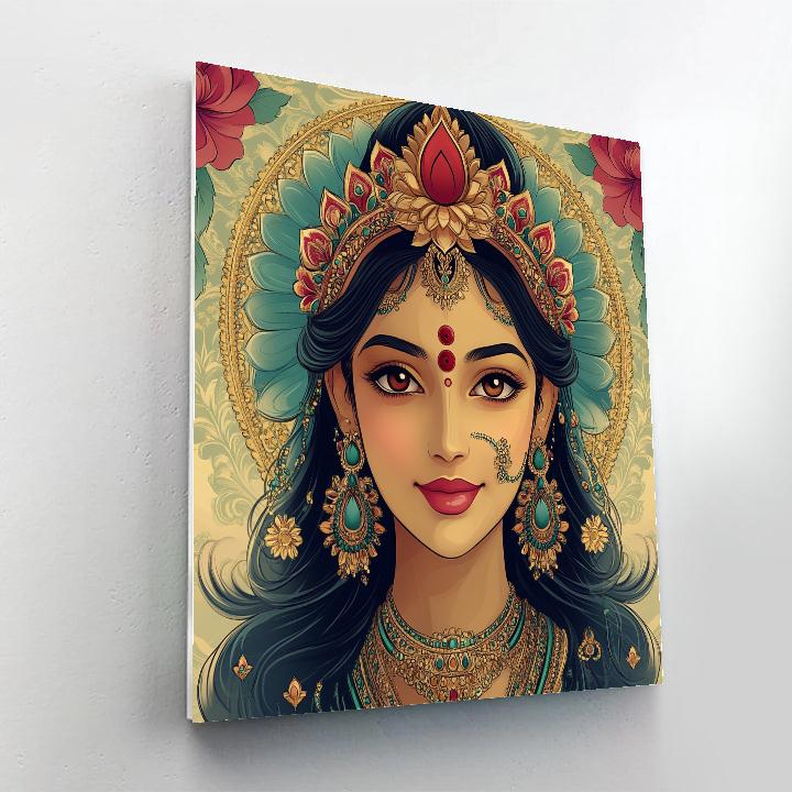 Parvati Lotus Crown Portrait In Jewel Tones paint by color