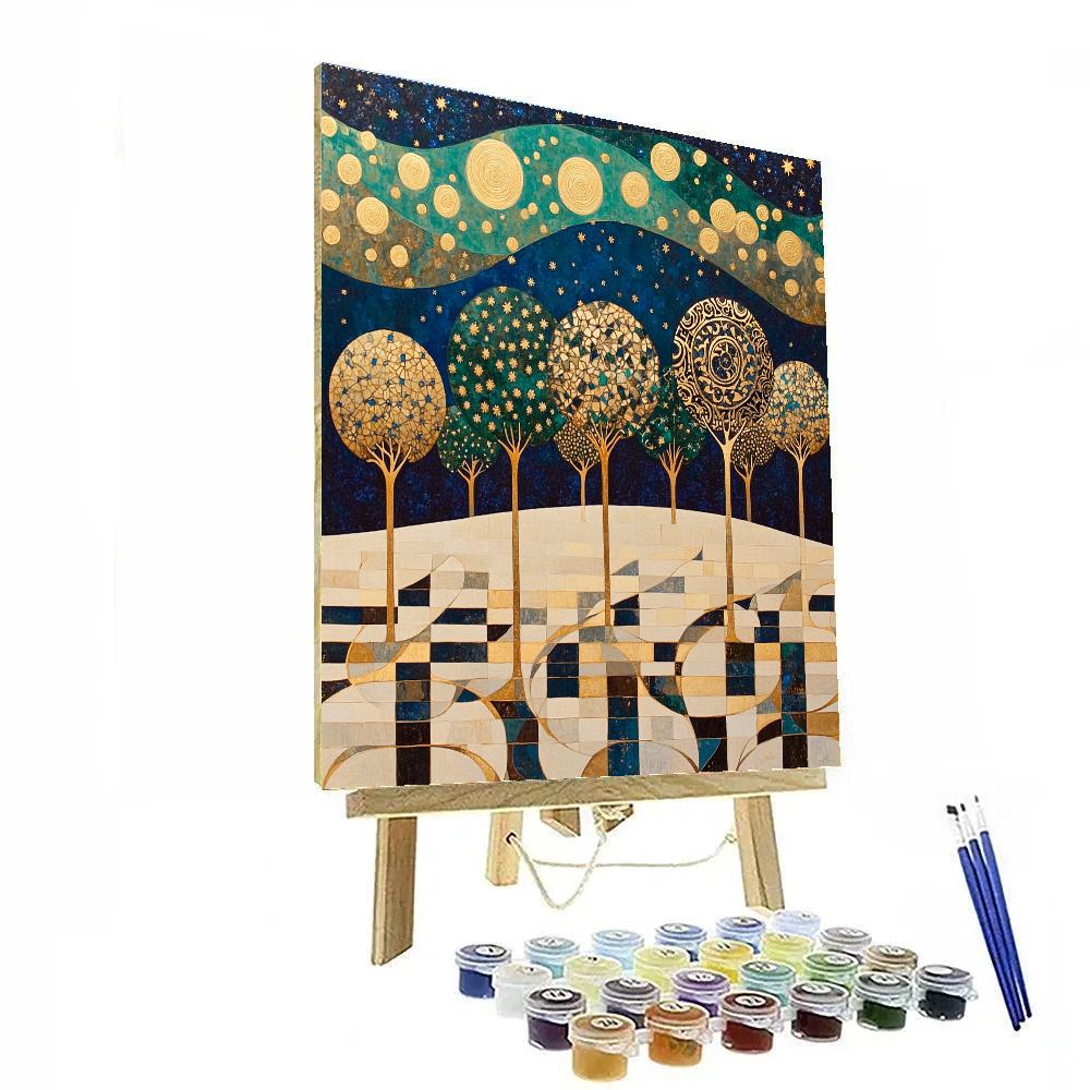 Gustav Klimt Inspired Gilded Aurora Orchard Number painting