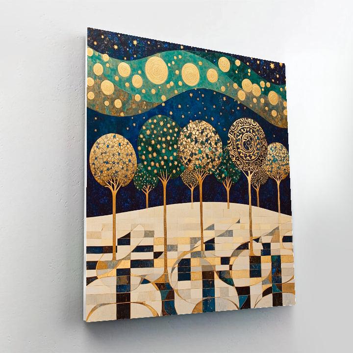 Gustav Klimt Inspired Gilded Aurora Orchard Number painting