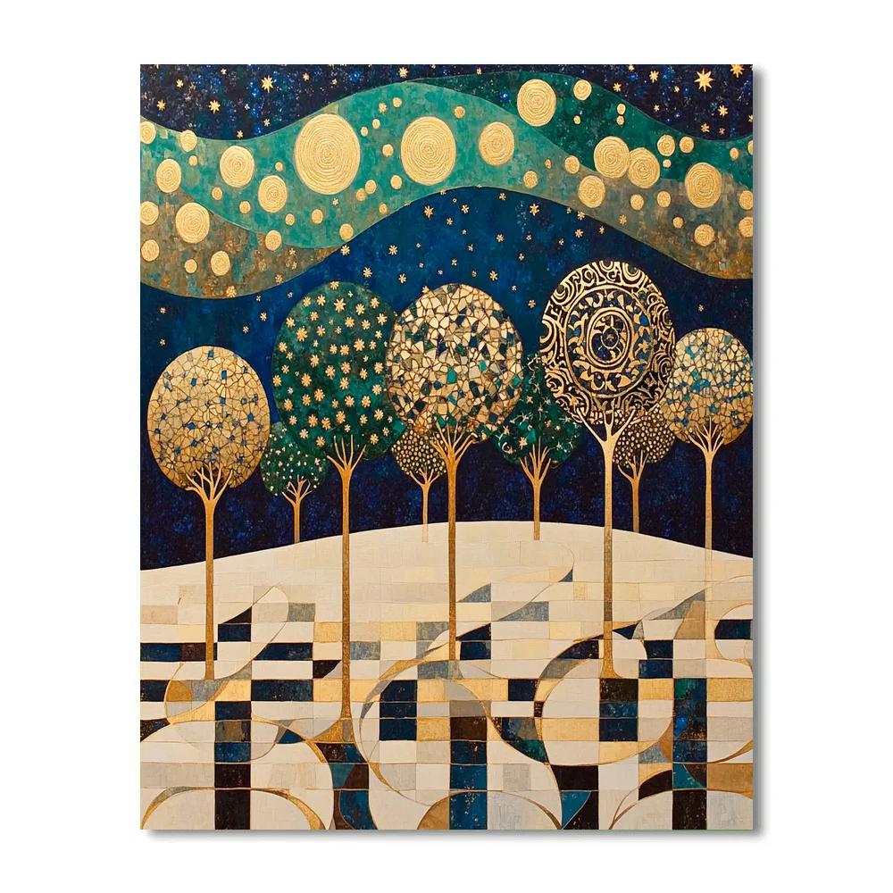 Gustav Klimt Inspired Gilded Aurora Orchard Number painting