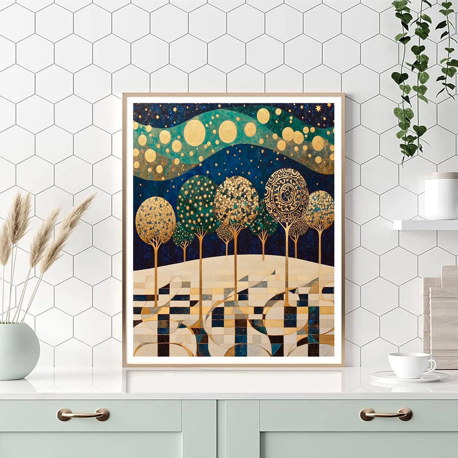 Gustav Klimt Inspired Gilded Aurora Orchard Number painting