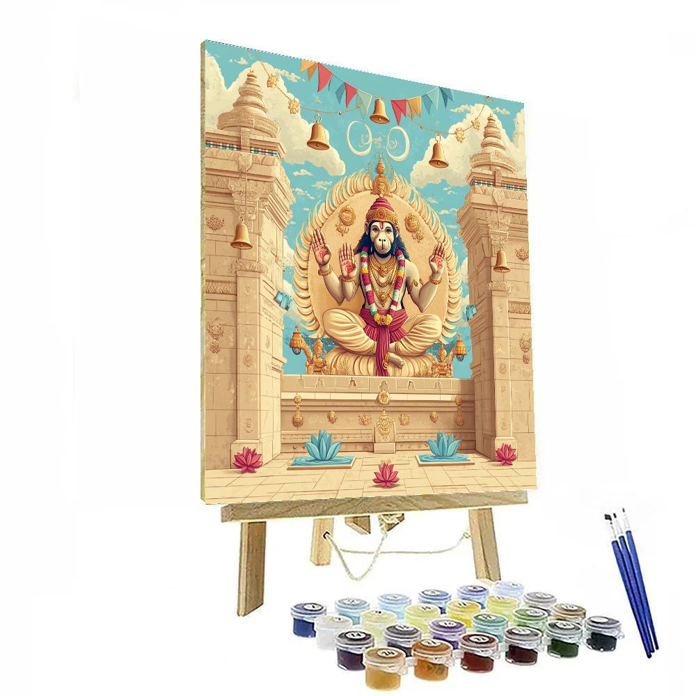 Wind Temple Mural With Hanuman At The Center Paint by numbers art