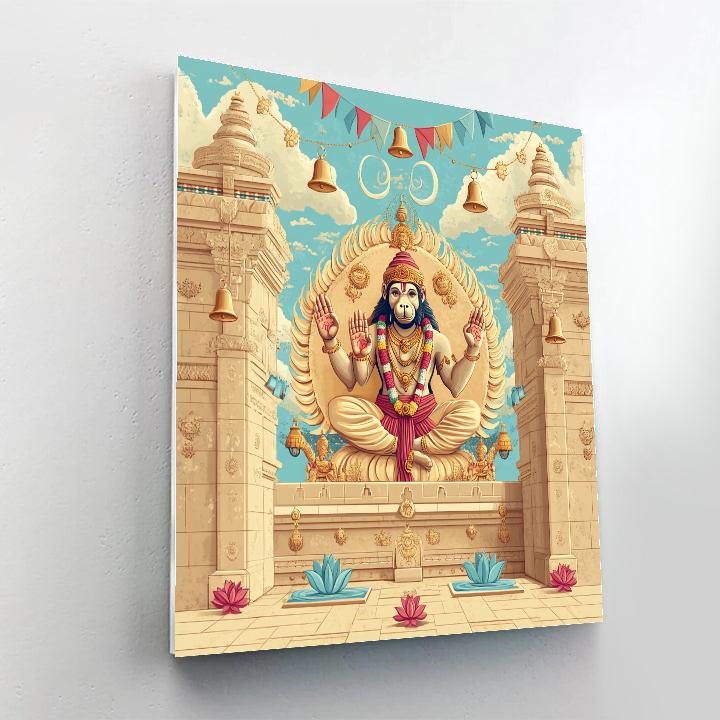 Wind Temple Mural With Hanuman At The Center Paint by numbers art
