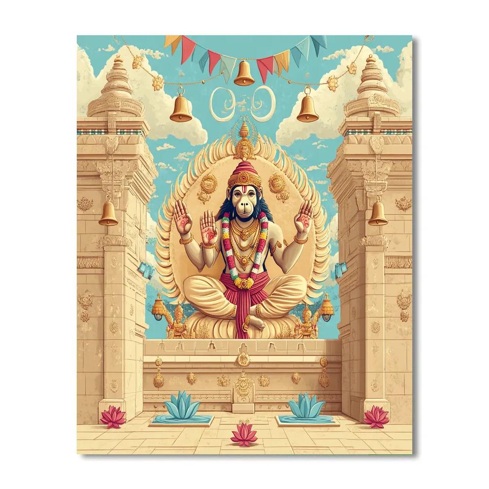 Wind Temple Mural With Hanuman At The Center Paint by numbers art
