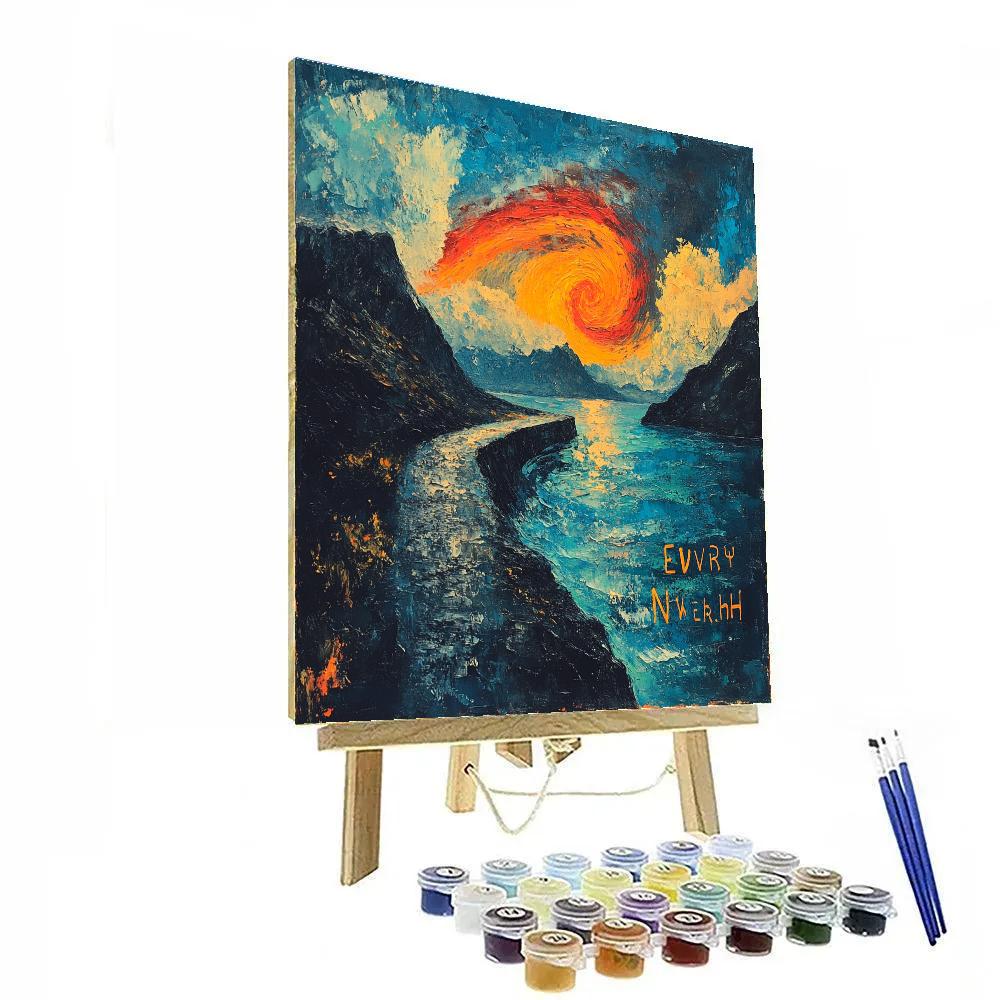 Edvard Munch Inspired Auroral Rift Over Silent Fjord Painting by numbers kit