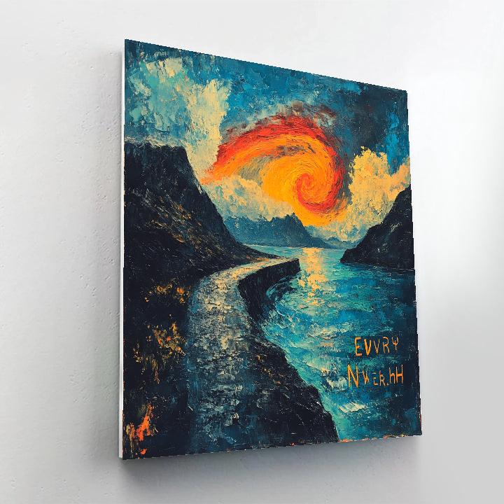 Edvard Munch Inspired Auroral Rift Over Silent Fjord Painting by numbers kit