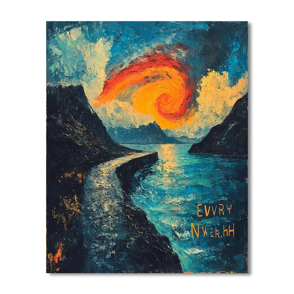 Edvard Munch Inspired Auroral Rift Over Silent Fjord Painting by numbers kit