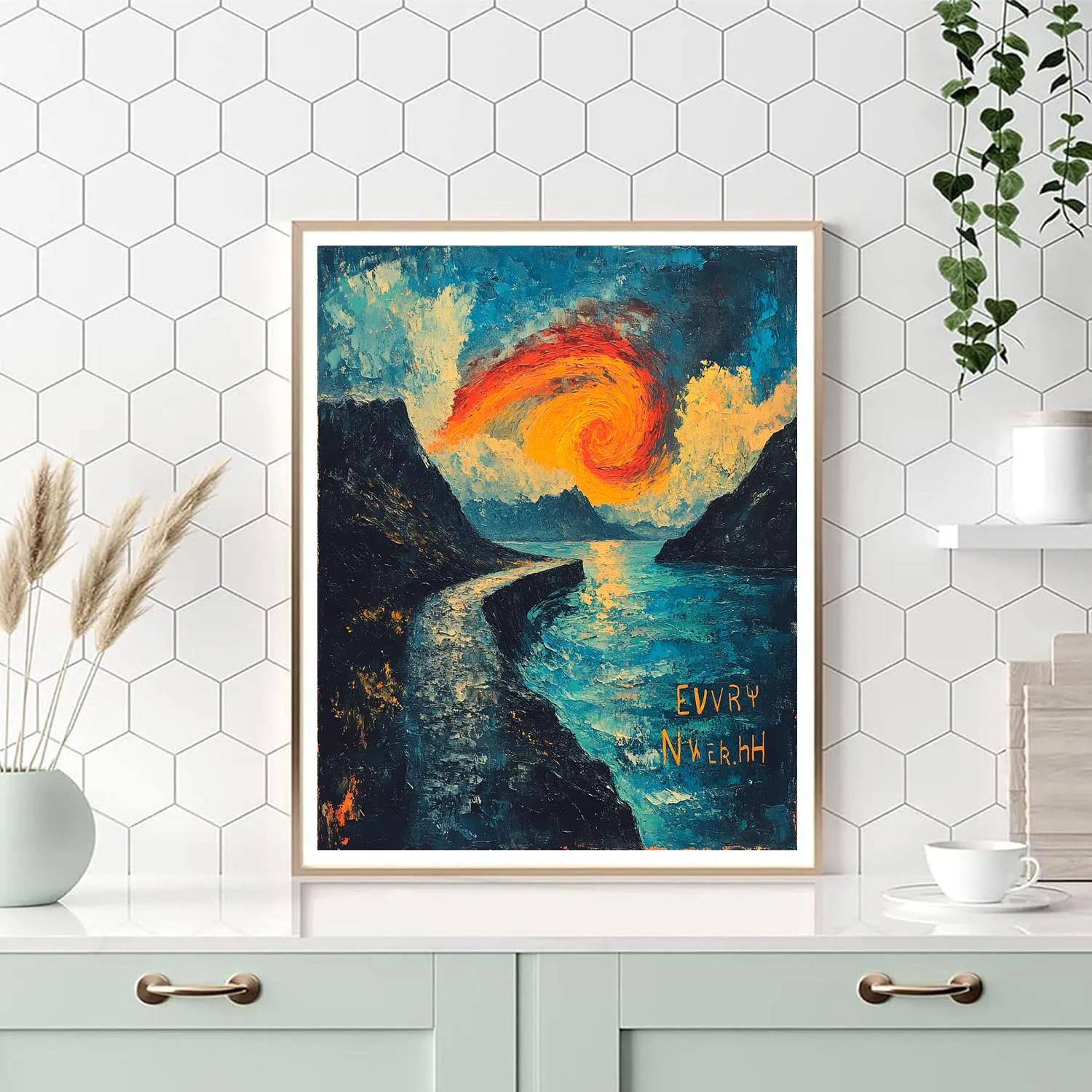 Edvard Munch Inspired Auroral Rift Over Silent Fjord Painting by numbers kit