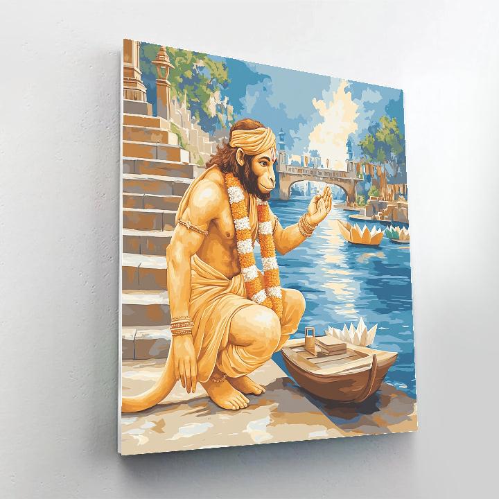 River Ferry Rescue, Under Hanuman Guidance Paint by numbers art