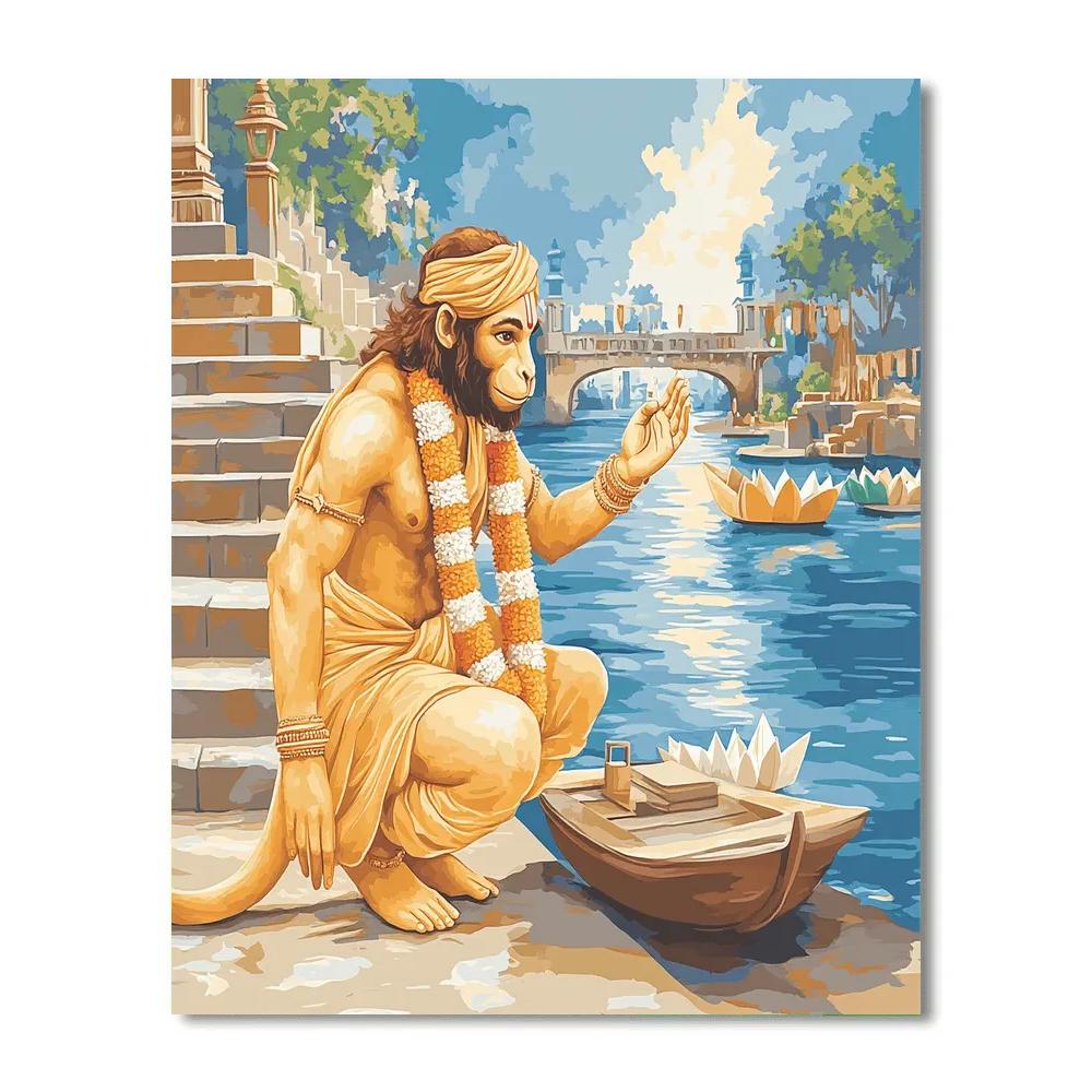 River Ferry Rescue, Under Hanuman Guidance Paint by numbers art