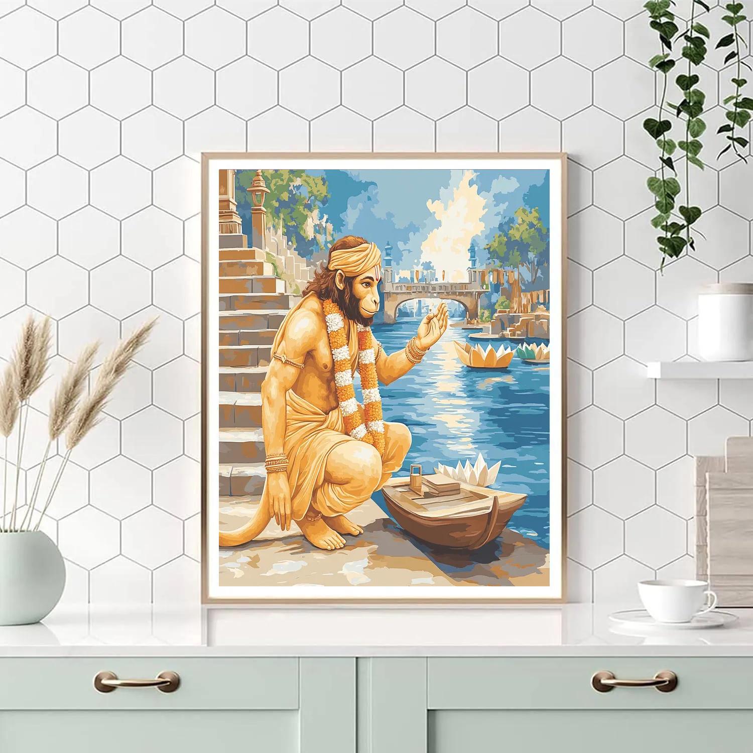 River Ferry Rescue, Under Hanuman Guidance Paint by numbers art