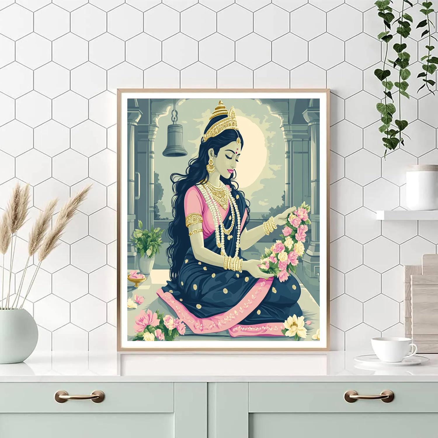 Parvati Moonlit Garland Weaving In Quiet Hall paint by number