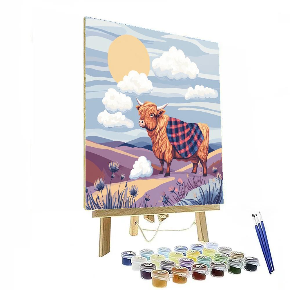 Highland Cow Cloud Shepherd Number painting
