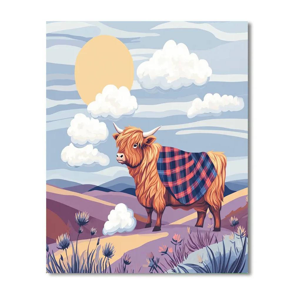 Highland Cow Cloud Shepherd Number painting