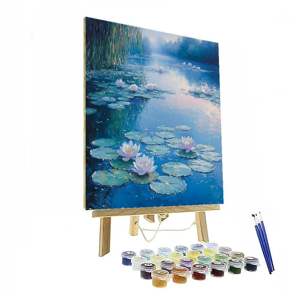 Claude Monet Inspired Frosted Waterlilies In Pearl Dawn Numbered painting kits