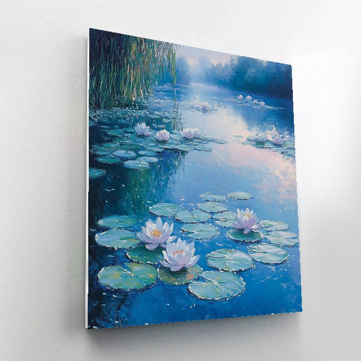 Claude Monet Inspired Frosted Waterlilies In Pearl Dawn Numbered painting kits