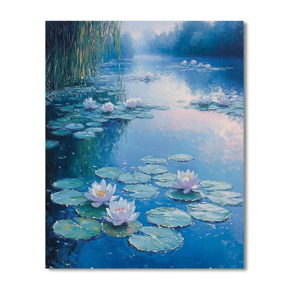 Claude Monet Inspired Frosted Waterlilies In Pearl Dawn Numbered painting kits
