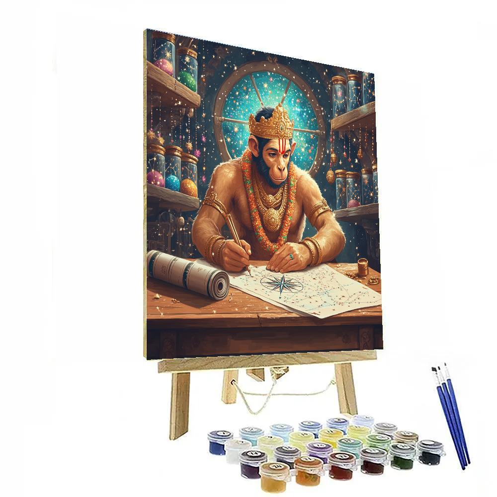 Hanuman Crafted Sky Map, Observatory Workshop Scene Painting by numbers kit
