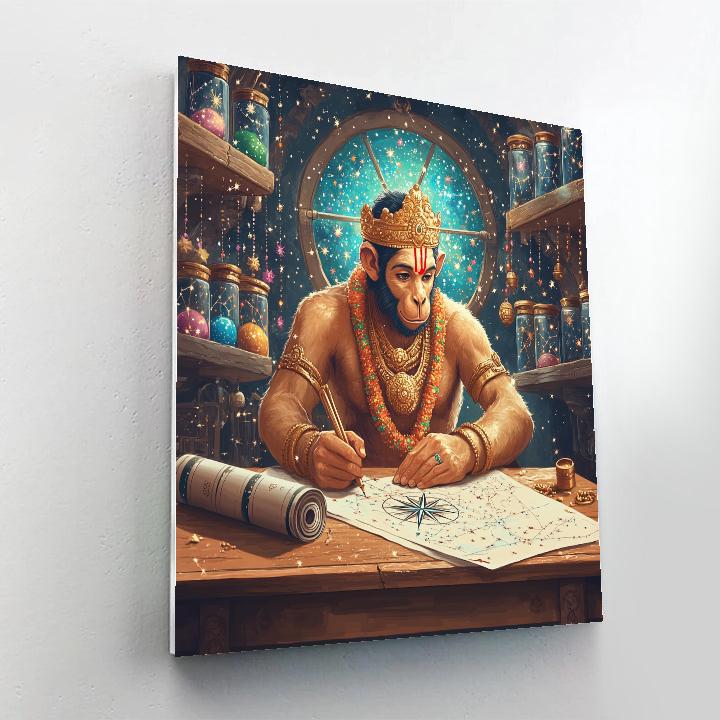Hanuman Crafted Sky Map, Observatory Workshop Scene Painting by numbers kit