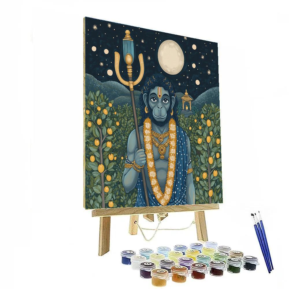 Hanuman Moonlit Orchard Guardian Painting by numbers kit