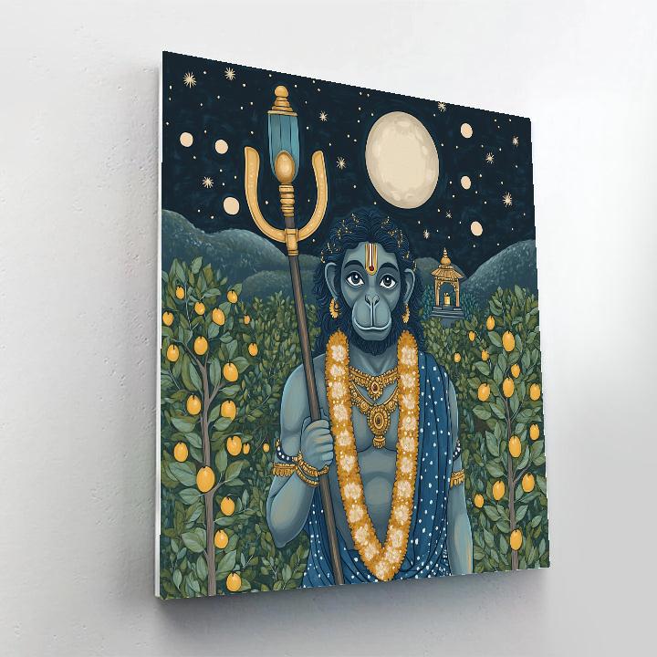Hanuman Moonlit Orchard Guardian Painting by numbers kit