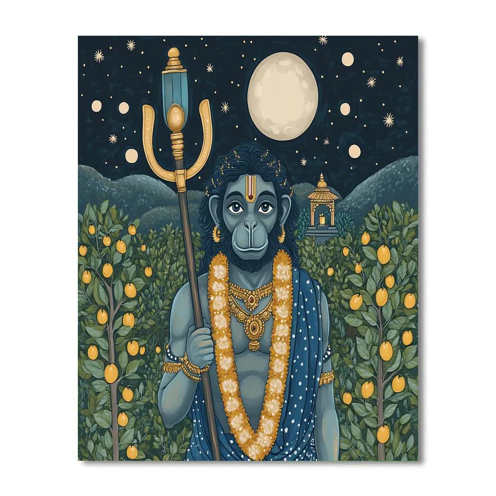 Hanuman Moonlit Orchard Guardian Painting by numbers kit