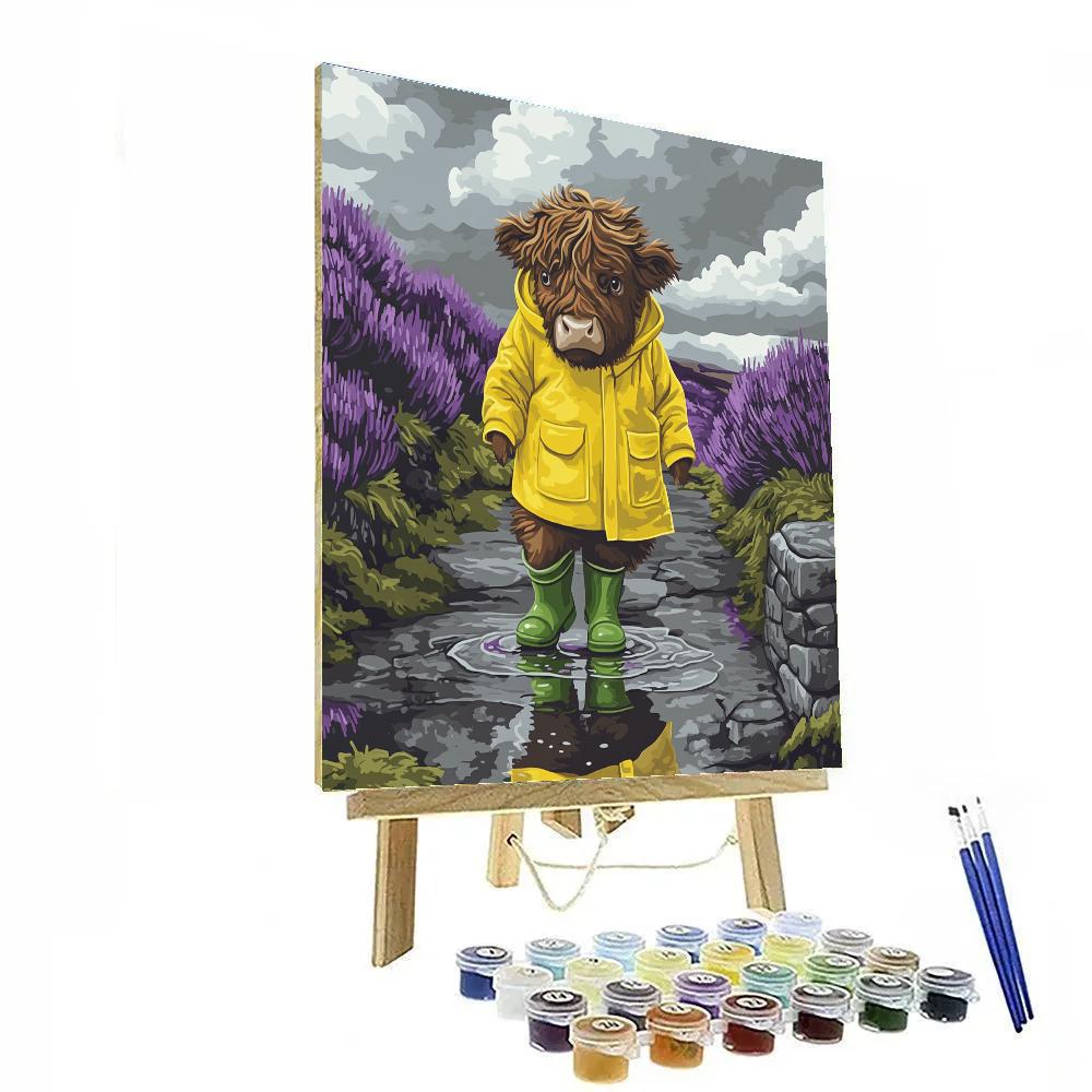Highland Cow Raincoat Rambler Paint by numbers art