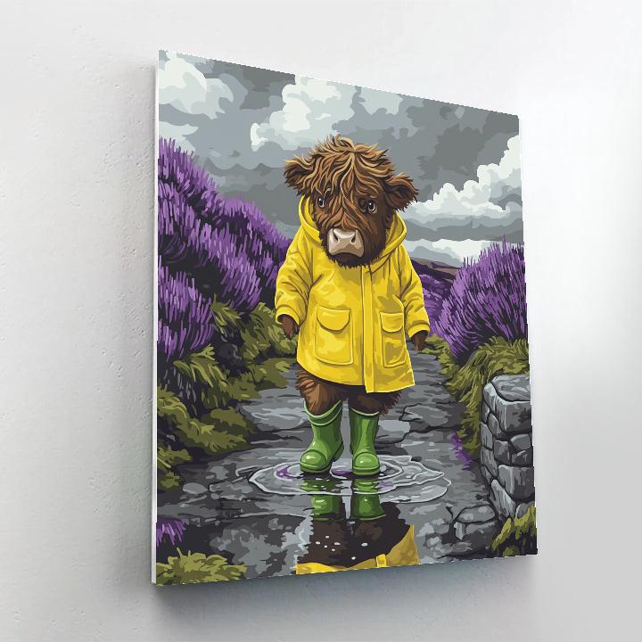 Highland Cow Raincoat Rambler Paint by numbers art