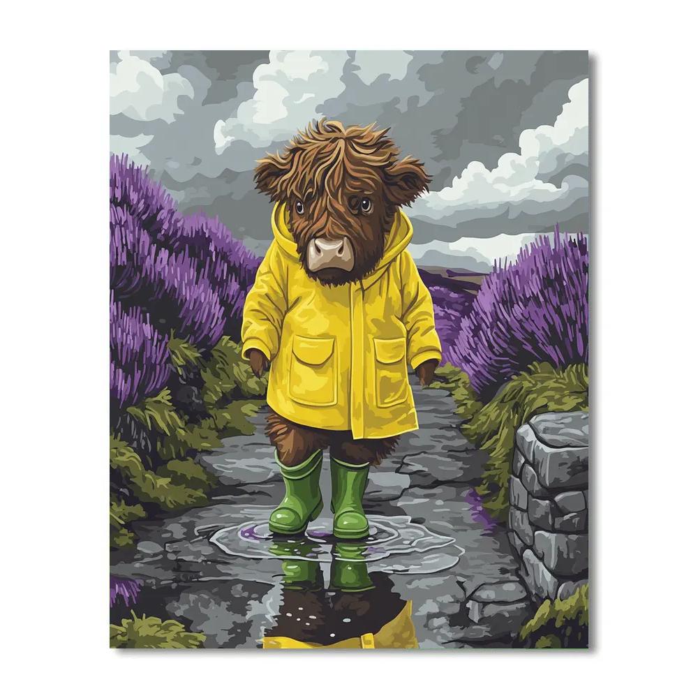 Highland Cow Raincoat Rambler Paint by numbers art