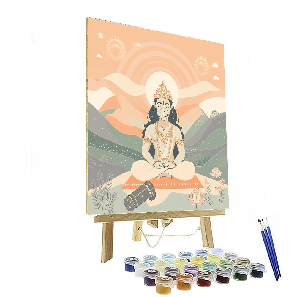 Sunrise Yoga With Hanuman As The Calm Guide painting number kit