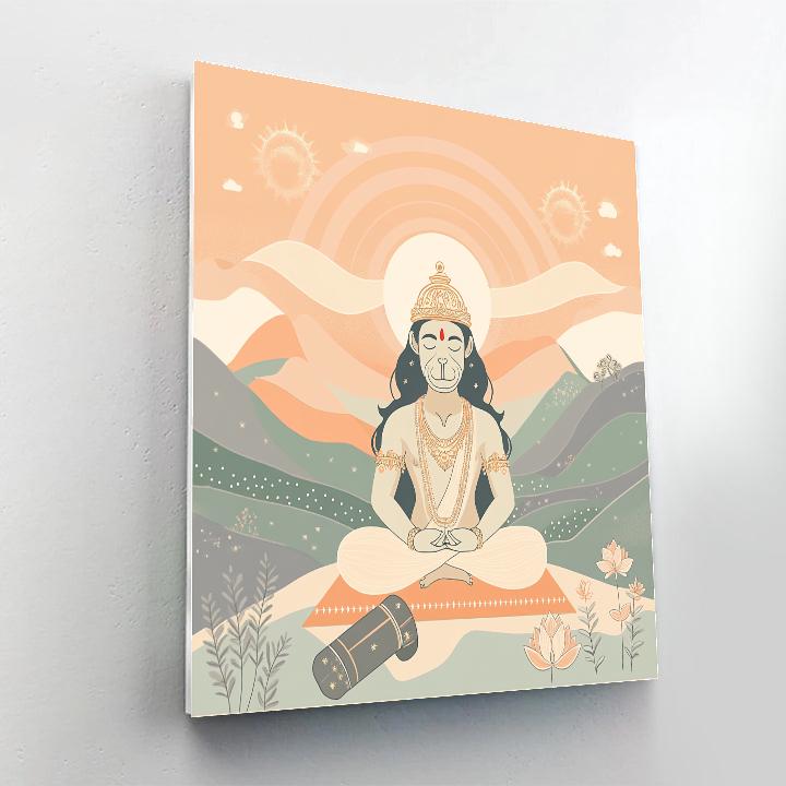 Sunrise Yoga With Hanuman As The Calm Guide painting number kit