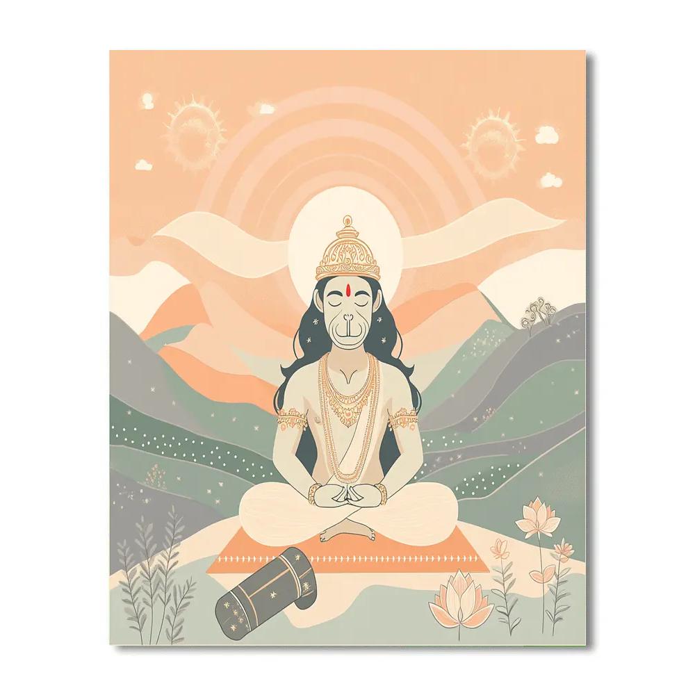 Sunrise Yoga With Hanuman As The Calm Guide painting number kit