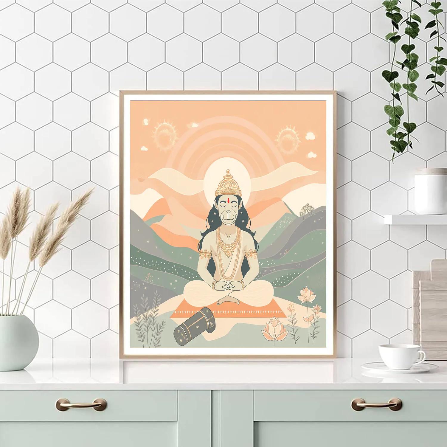 Sunrise Yoga With Hanuman As The Calm Guide painting number kit