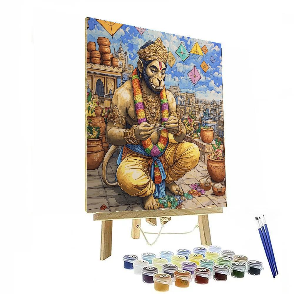 Hanuman Kite Maker On The Rooftop Bazaar DIY paint by numbers