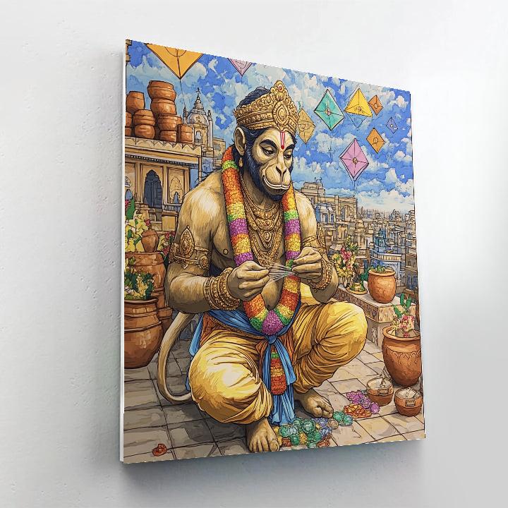 Hanuman Kite Maker On The Rooftop Bazaar DIY paint by numbers