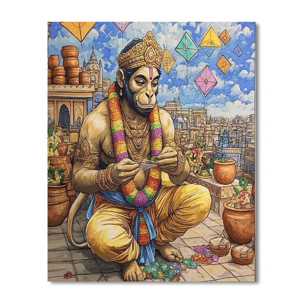 Hanuman Kite Maker On The Rooftop Bazaar DIY paint by numbers