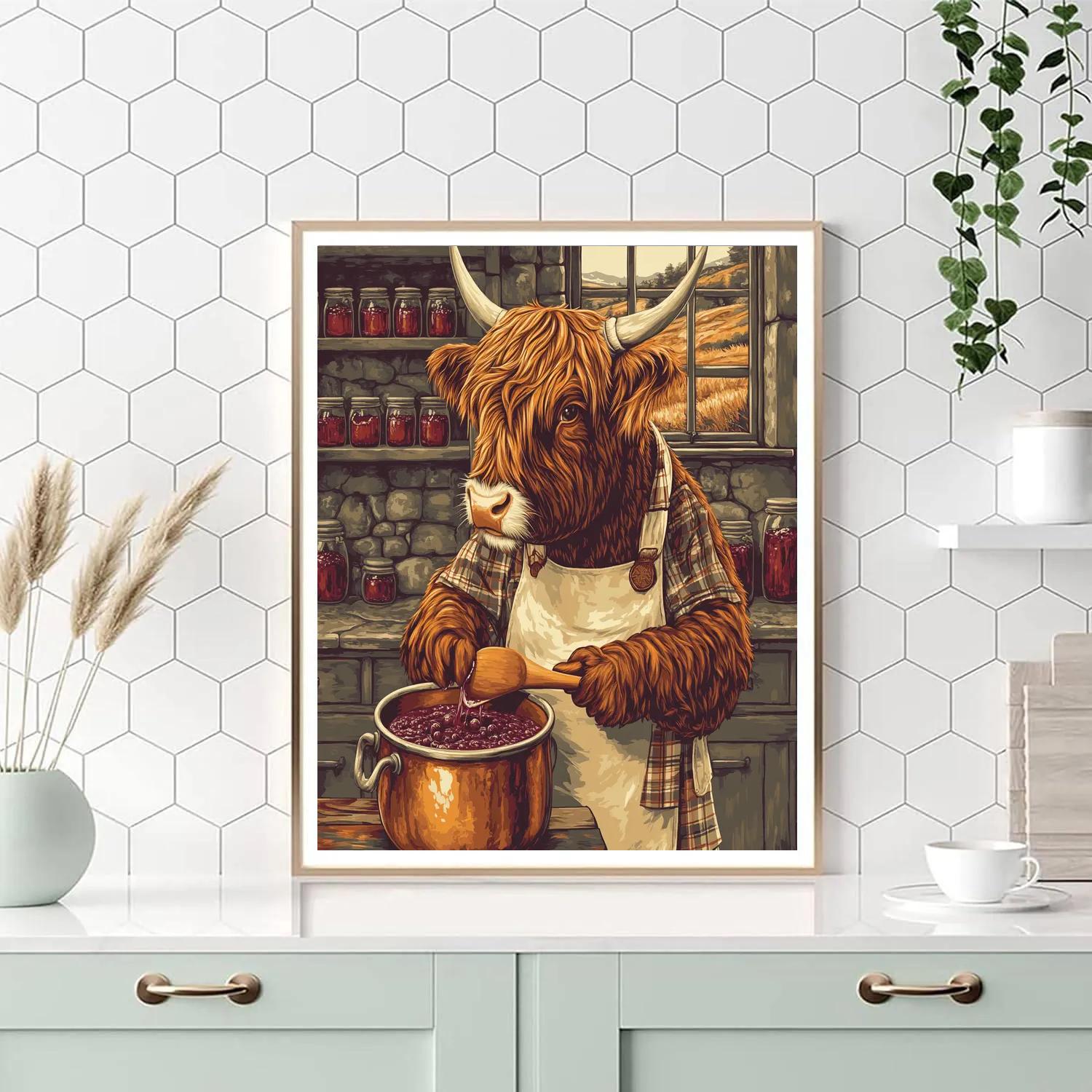 Highland Cow Berry Jam Kitchen paint by color