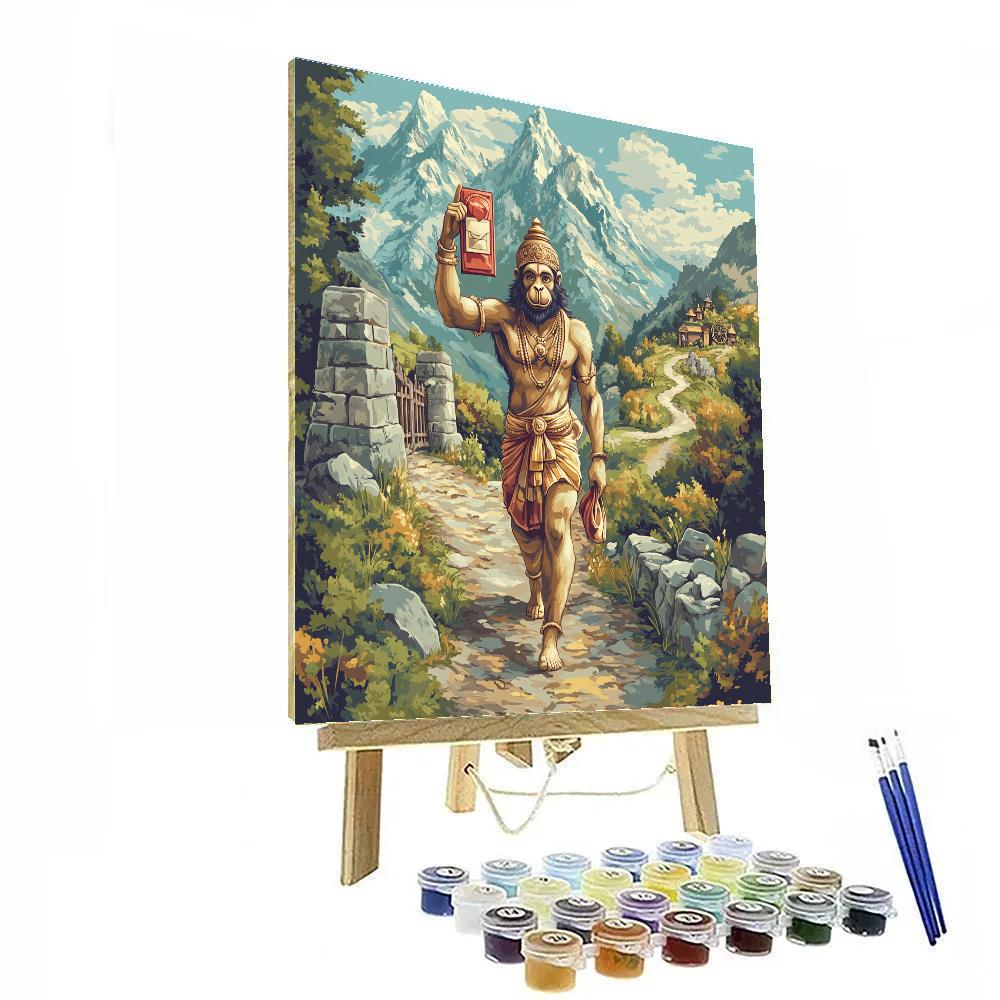 Hanuman Mountain Postman Delivering A Sacred Letter Painting by numbers kit