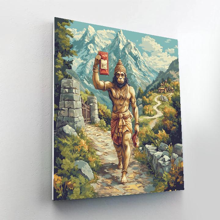 Hanuman Mountain Postman Delivering A Sacred Letter Painting by numbers kit