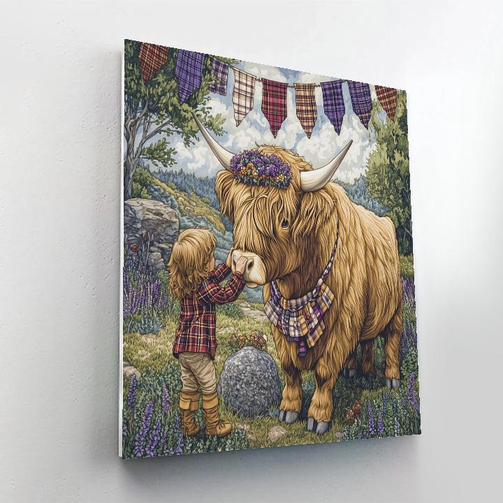 Highland Cow Heather Crown Ceremony Numbered painting kits