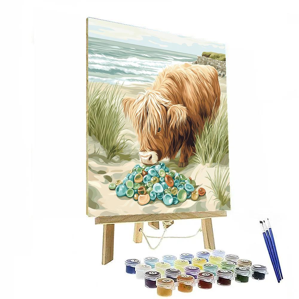 Highland Cow Sea Glass Collector Painting by numbers kit