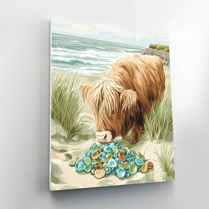 Highland Cow Sea Glass Collector Painting by numbers kit