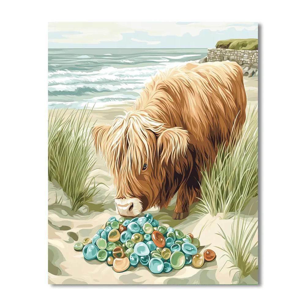 Highland Cow Sea Glass Collector Painting by numbers kit