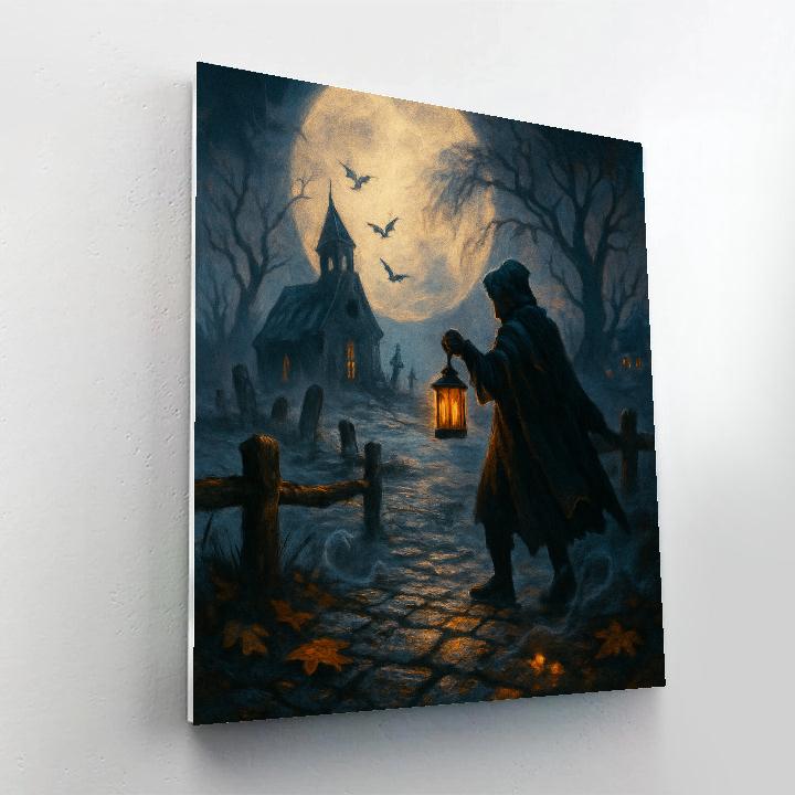 Lantern Bearer On The Fogbound Causeway paint by number