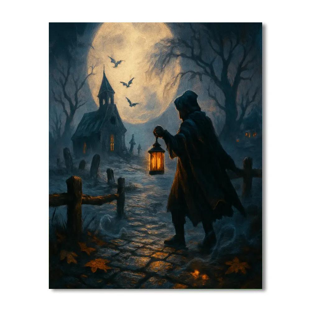 Lantern Bearer On The Fogbound Causeway paint by number