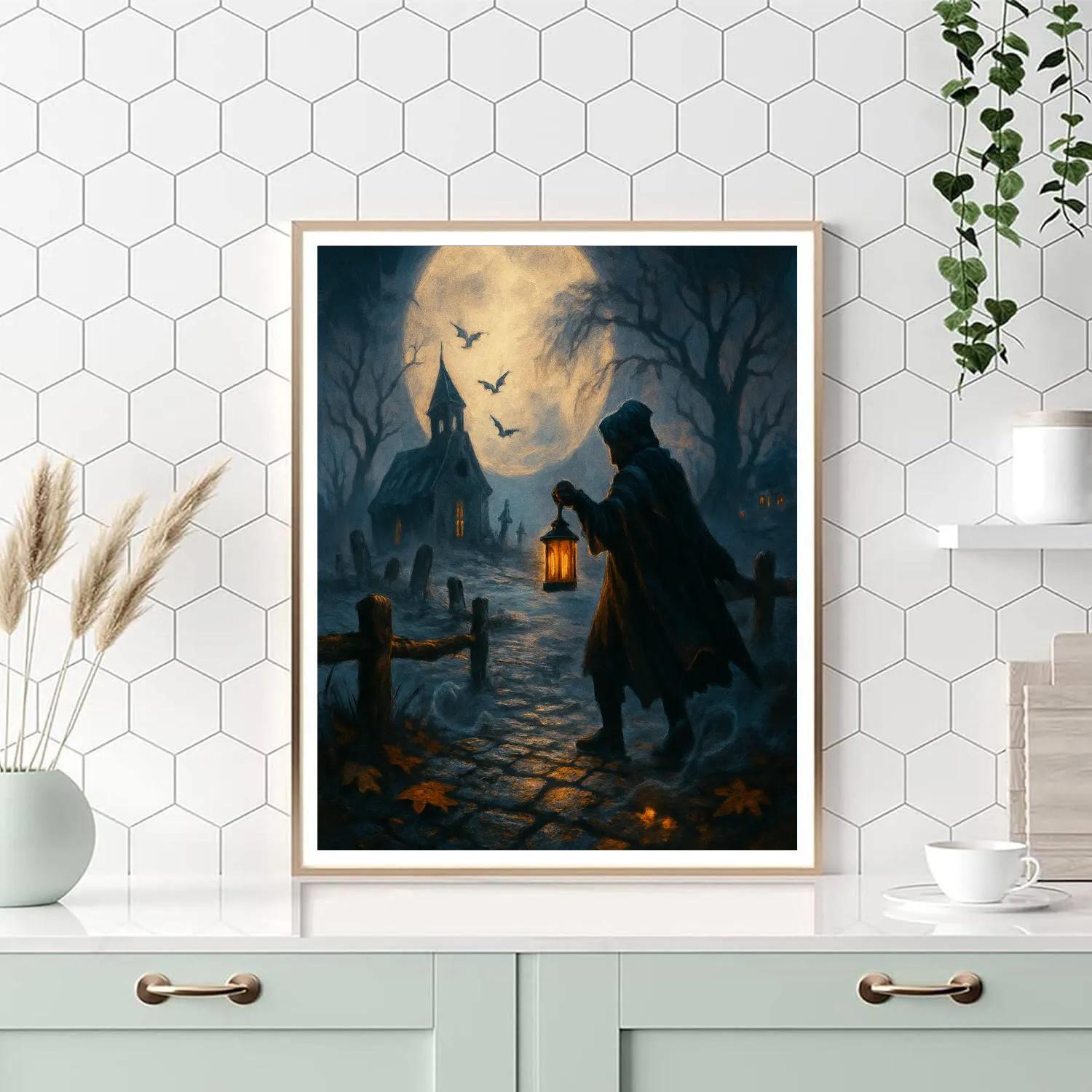 Lantern Bearer On The Fogbound Causeway paint by number