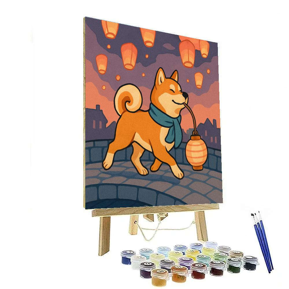 Lantern Festival Dog Parade paint by number