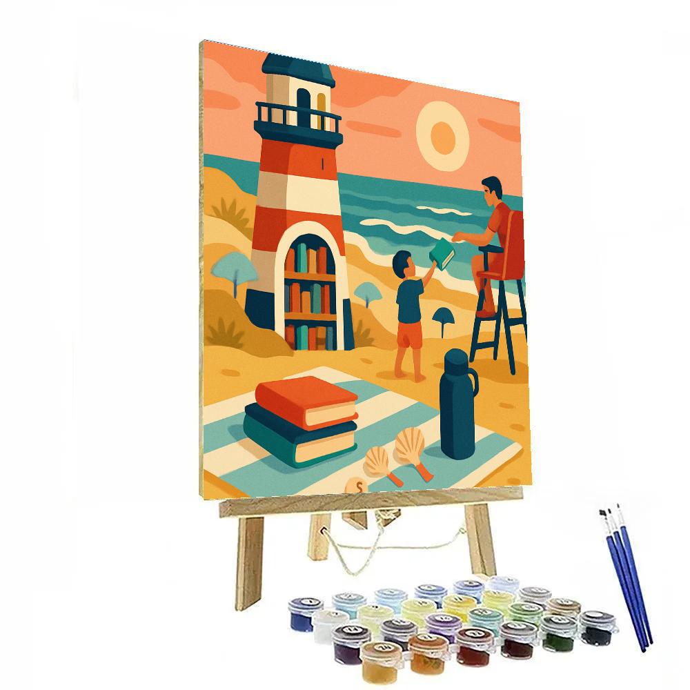 Lighthouse Library Beach Escape Paint by numbers art