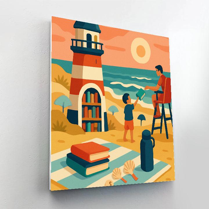Lighthouse Library Beach Escape Paint by numbers art